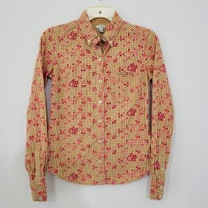 Odille Anthropologie Cottagecore Gingham Eyelet Button Front Top